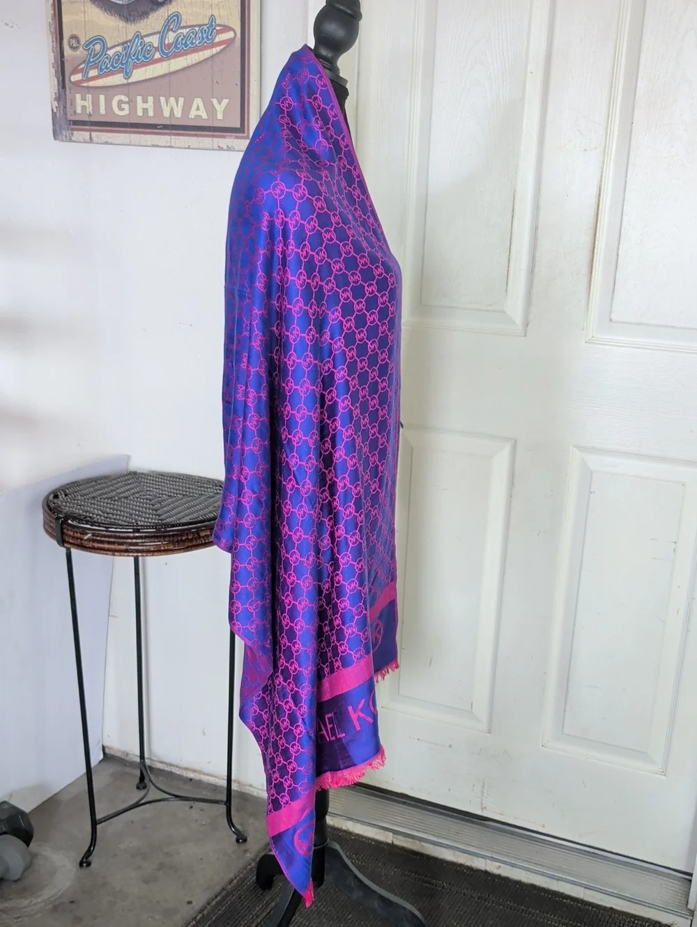 Michael Kors Women's Reversible Shawl Monogram OS NWT